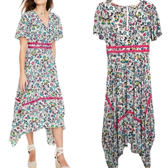 Boden Dresses & Skirts - Boden Multicolor Floral Midi Dress with Pink Highlights